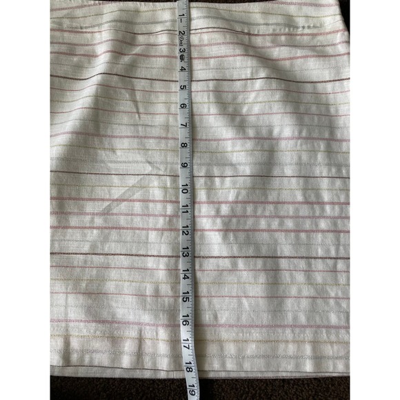 *2/24* Ann Taylor Loft Linen Blend White Striped Skirt Size 8 - Picture 6 of 7